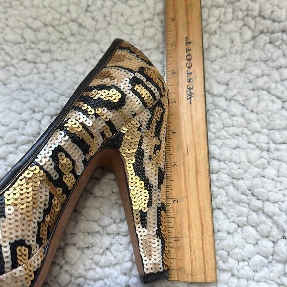 Coach black & gold sequin peeped toe heels size 7.5 B - Picture 8 of 8